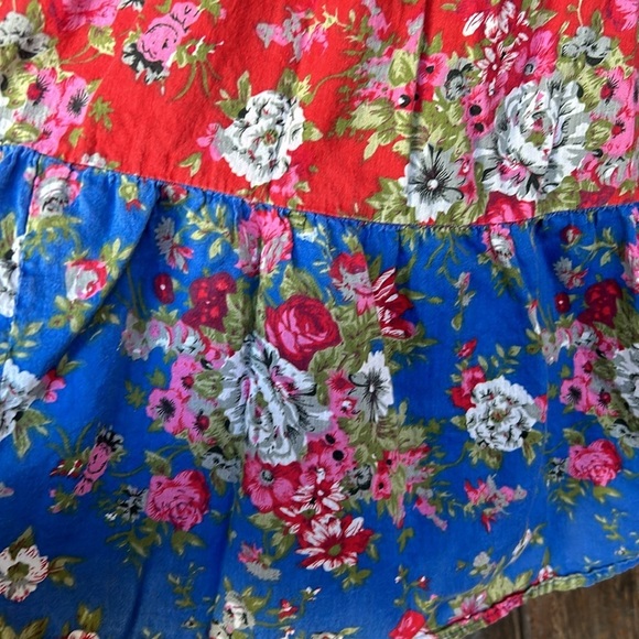 Vintage Shabby Chic Floral Tiered Flowy Cottton Gauze Sleeveless Sundress 90s - Picture 4 of 13
